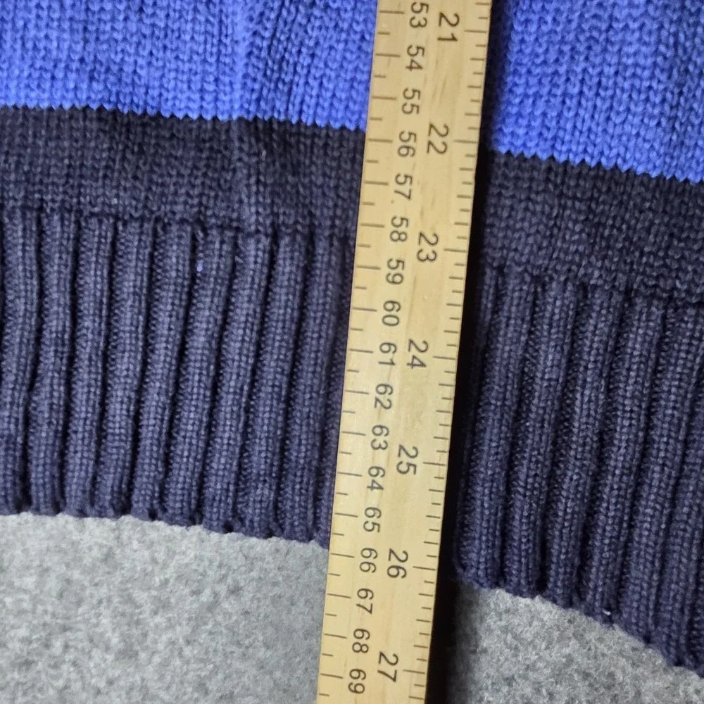 vintage Polo by Ralph Lauren blue and navy broad-striped cotton Sweater Xl O1